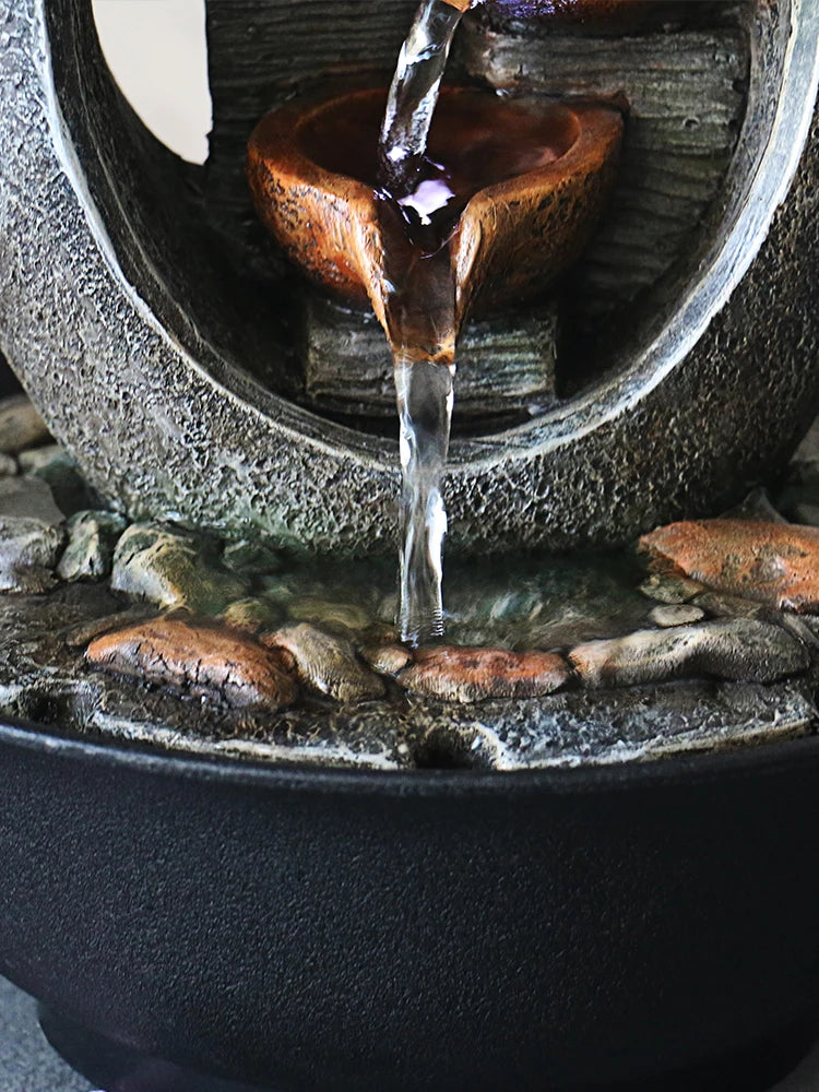 Indoor Water Fountain & Candle Holders | LED Cascading Tabletop Fountain